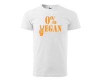 DOBRÝ TRIKO Pánské tričko s potiskem 0% VEGAN oranžový potisk Velikost: 2XL, Barva: Bílá Bílá, 2XL