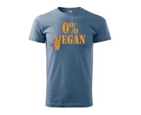 DOBRÝ TRIKO Pánské tričko s potiskem 0% VEGAN oranžový potisk Velikost: 2XL, Barva: Denim Denim, 2XL