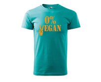 DOBRÝ TRIKO Pánské tričko s potiskem 0% VEGAN oranžový potisk Velikost: 2XL, Barva: Emerald Emerald, 2XL