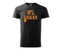 DOBRÝ TRIKO Pánské tričko s potiskem 0% VEGAN oranžový potisk Velikost: 2XL, Barva: Černá Černá, 2XL