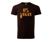 DOBRÝ TRIKO Pánské tričko s potiskem 0% VEGAN oranžový potisk Velikost: 2XL, Barva: Kávová Kávová, 2XL