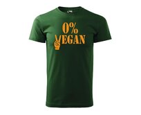 DOBRÝ TRIKO Pánské tričko s potiskem 0% VEGAN oranžový potisk Velikost: 2XL, Barva: Lahvově zelená Lahvově zelená, 2XL