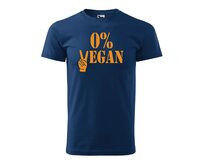 DOBRÝ TRIKO Pánské tričko s potiskem 0% VEGAN oranžový potisk Velikost: 2XL, Barva: Půlnoční modrá Půlnoční modrá, 2XL