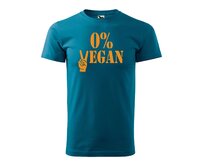 DOBRÝ TRIKO Pánské tričko s potiskem 0% VEGAN oranžový potisk Velikost: 2XL, Barva: Petrolejová Petrolejová, 2XL