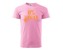 DOBRÝ TRIKO Pánské tričko s potiskem 0% VEGAN oranžový potisk Velikost: 2XL, Barva: Růžová Růžová, 2XL