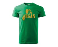 DOBRÝ TRIKO Pánské tričko s potiskem 0% VEGAN oranžový potisk Velikost: 2XL, Barva: Středně zelená Středně zelená, 2XL