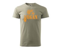 DOBRÝ TRIKO Pánské tričko s potiskem 0% VEGAN oranžový potisk Velikost: 2XL, Barva: Světle khaki Světle khaki, 2XL