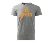 DOBRÝ TRIKO Pánské tričko s potiskem 0% VEGAN oranžový potisk Velikost: 2XL, Barva: Tmavě šedý melír Tmavě šedý melír, 2XL