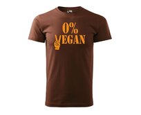 DOBRÝ TRIKO Pánské tričko s potiskem 0% VEGAN oranžový potisk Velikost: 3XL, Barva: Čokoládová Čokoládová, 3XL