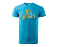 DOBRÝ TRIKO Pánské tričko s potiskem 0% VEGAN oranžový potisk Velikost: 4XL, Barva: Tyrkysová Tyrkysová, 4XL