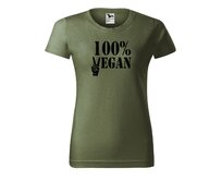 DOBRÝ TRIKO Dámské tričko 100% VEGAN černý potisk Barva: Khaki, Velikost: 2XL Khaki, 2XL