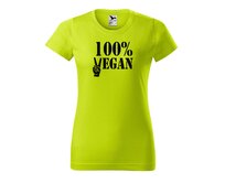 DOBRÝ TRIKO Dámské tričko 100% VEGAN černý potisk Barva: Limetková, Velikost: M Limetková, M