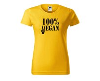 DOBRÝ TRIKO Dámské tričko 100% VEGAN černý potisk Barva: Žlutá, Velikost: 2XL Žlutá, 2XL