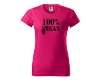 DOBRÝ TRIKO Dámské tričko 100% VEGAN černý potisk Barva: Malinová, Velikost: XS Malinová, XS