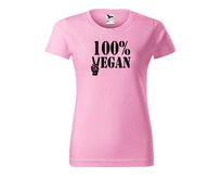 DOBRÝ TRIKO Dámské tričko 100% VEGAN černý potisk Barva: Růžová, Velikost: 2XL Růžová, 2XL