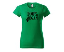 DOBRÝ TRIKO Dámské tričko 100% VEGAN černý potisk Barva: Středně zelená, Velikost: 2XL Středně zelená, 2XL