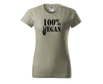 DOBRÝ TRIKO Dámské tričko 100% VEGAN černý potisk Barva: Světlá khaki, Velikost: 2XL Světlá khaki, 2XL