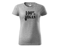 DOBRÝ TRIKO Dámské tričko 100% VEGAN černý potisk Barva: Tmavě šedý melír, Velikost: 2XL Tmavě šedý melír, 2XL