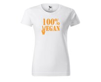 DOBRÝ TRIKO Dámské tričko 100% vegan oranžový potisk Barva: Bílá, Velikost: XS Bílá, XS