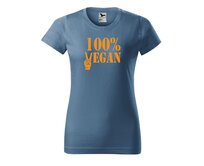 DOBRÝ TRIKO Dámské tričko 100% vegan oranžový potisk Barva: Denim, Velikost: S Denim, S