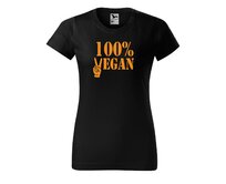 DOBRÝ TRIKO Dámské tričko 100% vegan oranžový potisk Barva: Černá, Velikost: 2XL Černá, 2XL