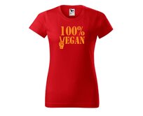 DOBRÝ TRIKO Dámské tričko 100% vegan oranžový potisk Barva: Červená, Velikost: 2XL Červená, 2XL