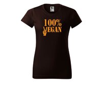 DOBRÝ TRIKO Dámské tričko 100% vegan oranžový potisk Barva: Kávová, Velikost: 2XL Kávová, 2XL