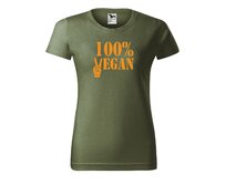 DOBRÝ TRIKO Dámské tričko 100% vegan oranžový potisk Barva: Khaki, Velikost: 2XL Khaki, 2XL