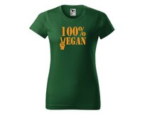 DOBRÝ TRIKO Dámské tričko 100% vegan oranžový potisk Barva: Lahvově zelená, Velikost: 2XL Lahvově zelená, 2XL