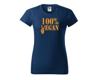 DOBRÝ TRIKO Dámské tričko 100% vegan oranžový potisk Barva: Půlnoční modrá, Velikost: 2XL Půlnoční modrá, 2XL