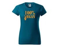 DOBRÝ TRIKO Dámské tričko 100% vegan oranžový potisk Barva: Petrolejová, Velikost: 2XL Petrolejová, 2XL