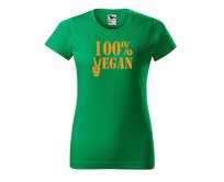 DOBRÝ TRIKO Dámské tričko 100% vegan oranžový potisk Barva: Středně zelená, Velikost: 2XL Středně zelená, 2XL