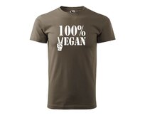 DOBRÝ TRIKO Pánské tričko 100% vegan s bílým potiskem Velikost: 2XL, Barva: Army Army, 2XL