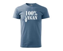 DOBRÝ TRIKO Pánské tričko 100% vegan s bílým potiskem Velikost: 2XL, Barva: Denim Denim, 2XL