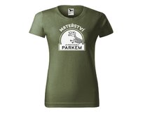 DOBRÝ TRIKO Dámské tričko s potiskem Mateřství je procházka parkem Barva: Khaki, Velikost: 2XL Khaki, 2XL