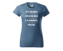 DOBRÝ TRIKO Dámské tričko s potiskem Být lékařka Barva: Denim, Velikost: 2XL Denim, 2XL