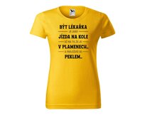 DOBRÝ TRIKO Dámské tričko s potiskem Být lékařka Barva: Žlutá, Velikost: 2XL Žlutá, 2XL