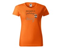 DOBRÝ TRIKO Dámské tričko s potiskem Mamka potřebuje kávu Barva: Oranžová, Velikost: 2XL Oranžová, 2XL