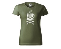 DOBRÝ TRIKO Dámské tričko s potiskem Decaf Barva: Khaki, Velikost: 2XL Khaki, 2XL