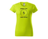 DOBRÝ TRIKO Dámské tričko s potiskem Need coffee Barva: Limetková, Velikost: 2XL Limetková, 2XL