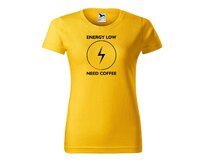 DOBRÝ TRIKO Dámské tričko s potiskem Need coffee Barva: Žlutá, Velikost: 2XL Žlutá, 2XL