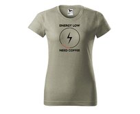 DOBRÝ TRIKO Dámské tričko s potiskem Need coffee Barva: Světlá khaki, Velikost: 2XL Světlá khaki, 2XL