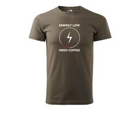 DOBRÝ TRIKO Pánské tričko s potiskem Need coffee Velikost: 2XL, Barva: Army Army, 2XL