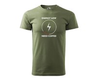 DOBRÝ TRIKO Pánské tričko s potiskem Need coffee Velikost: 2XL, Barva: Khaki Khaki, 2XL