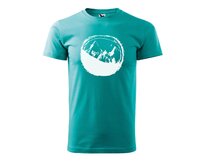 DOBRÝ TRIKO Pánské tričko s potiskem Hory a kolo Velikost: 2XL, Barva: Emerald Emerald, 2XL