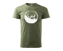 DOBRÝ TRIKO Pánské tričko s potiskem Hory a kolo Velikost: 3XL, Barva: Khaki Khaki, 3XL