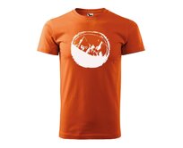 DOBRÝ TRIKO Pánské tričko s potiskem Hory a kolo Velikost: 4XL, Barva: Oranžová Oranžová, 4XL