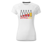 DOBRÝ TRIKO Dámské funkční tričko s potiskem Potřebuju PIVO Velikost: 2XL, Barva: Bílá Bílá, 2XL