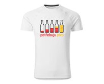 DOBRÝ TRIKO Pánské funkční tričko s potiskem Potřebuju PIVO Velikost: 2XL, Barva: Bílá Bílá, 2XL