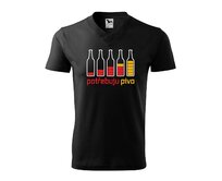 DOBRÝ TRIKO Pánské V tričko s potiskem Potřebuju PIVO Velikost: 2XL, Barva: Černá Černá, 2XL